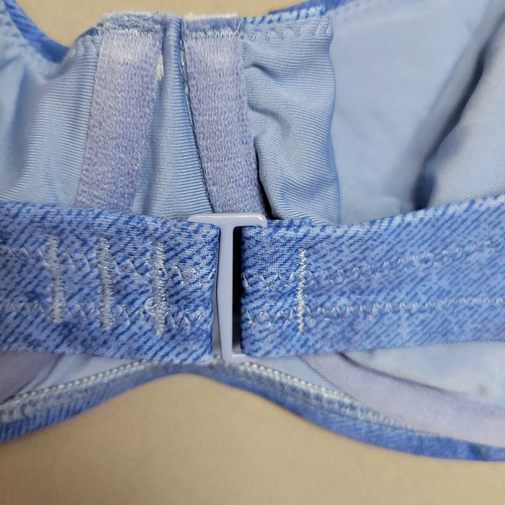 Aerie Underwire Bikini Top Womens 34D Blue Denim Print Unlined New - Picture 5 of 14
